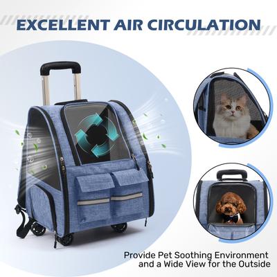 Show full view: Heeyoo Rolling Carrier Backpack with Wheels for Small Dogs & Cats, Purple slide 6 of 10