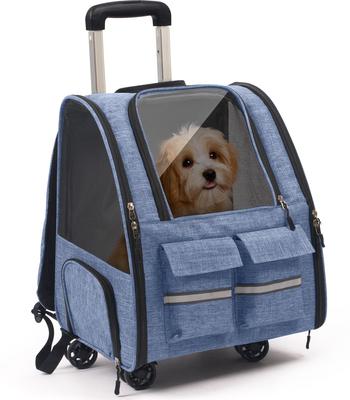 Show full view: Heeyoo Rolling Carrier Backpack with Wheels for Small Dogs & Cats, Purple slide 4 of 10