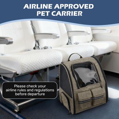 Show full view: Heeyoo Rolling Carrier Backpack with Wheels for Small Dogs & Cats, Brown slide 7 of 10