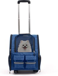 Heeyoo Rolling Carrier Backpack with Wheels for Small Dogs & Cats, Blue