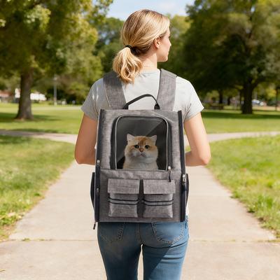 Show full view: Heeyoo Rolling Carrier Backpack with Wheels for Small Dogs & Cats, Grey slide 5 of 9