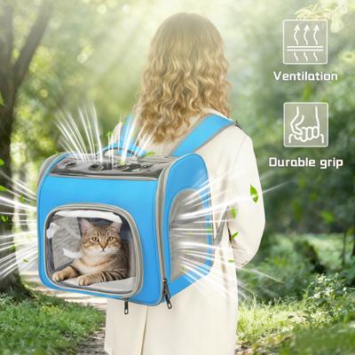 Show full view: Niubya Breathable Carrier Backpack for Small Dogs, Puppies & Kitties, Blue slide 4 of 11