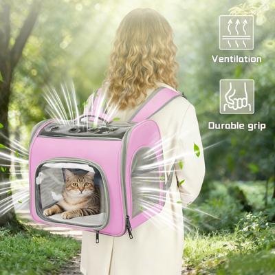 Show full view: Niubya Breathable Carrier Backpack for Small Dogs, Puppies & Kitties, Pink slide 3 of 10