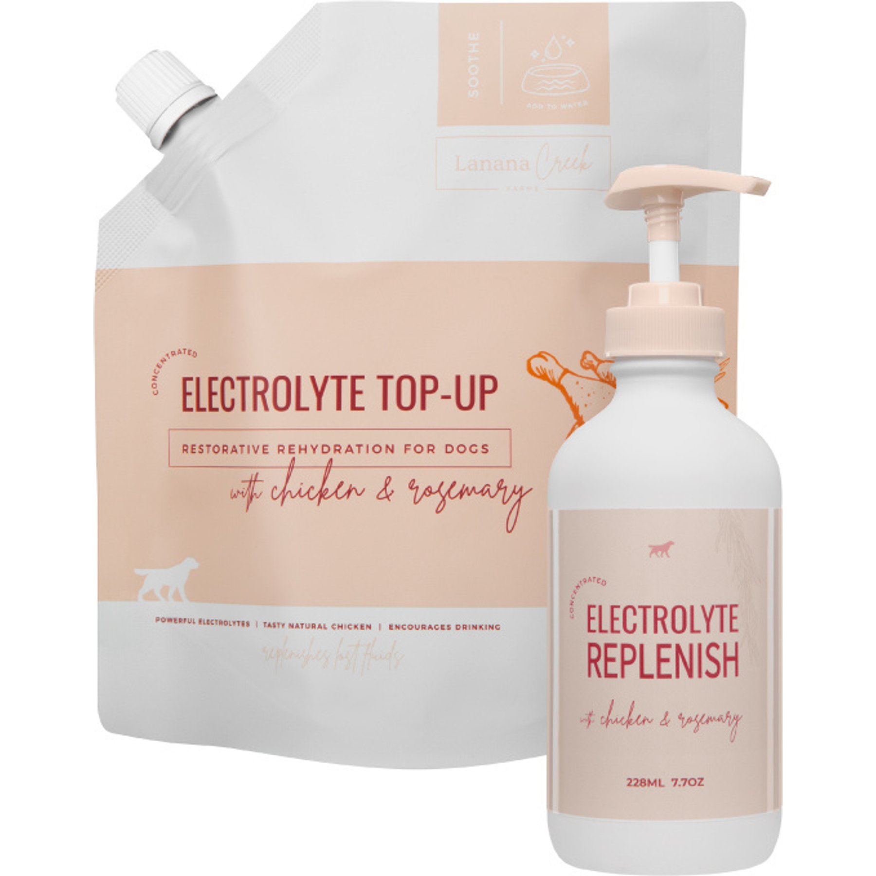 Lanana Creek Farms Electrolyte Replenish & Refill Liquid Supplement for Dogs, 7.7-fl oz & 500-mL bottle