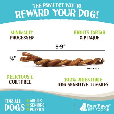 Show full view: Raw Paws 6 to 9-in Lamb Pizzle Twists Dog Chew, 10 count slide 4 of 7