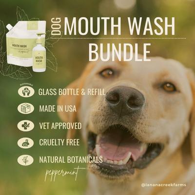 Show full view: Lanana Creek Farms Mouth Wash & Refill Dental Water Additive for Dogs, 7.7-fl oz & 500-mL bottles slide 4 of 6