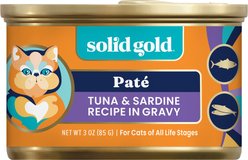 Solid Gold Flavorful Feast Real Tuna & Sardine Grain-Free Gravy Pate Wet Cat Food, 3-oz can, case of 3 slide 1 of 9