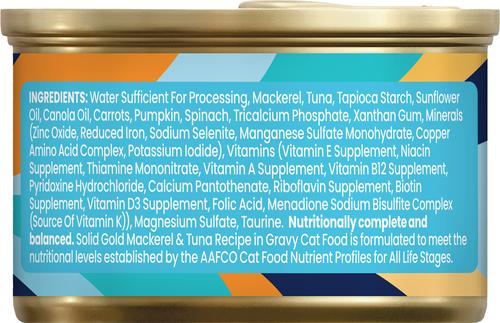 Show full view: Solid Gold Real Tuna & Sardine + Mackerel & Tuna Grain-Free Shreds in Gravy Wet Cat Food, 3-oz cans, case of 6 slide 4 of 10
