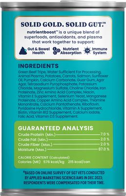 Show full view: Solid Gold Green Cow Beef Tripe Loaf for Picky Eaters Grain-Free Wet Dog Food, 13.2-oz can, case of 6 slide 5 of 10