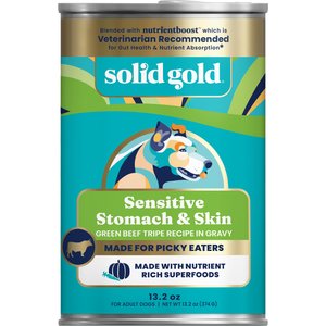 Solid Gold Green Cow Beef Tripe Loaf for Picky Eaters Grain-Free Wet Dog Food, 13.2-oz can, case of 6