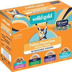 Solid Gold Feline Favorites Variety Pack Grain-Free Wet Cat Food, 3-oz can, case of 12