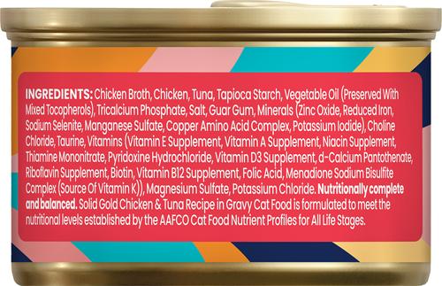 Show full view: Solid Gold Nature's Harmony Chicken & Tuna Recipe in Gravy Grain-Free Wet Cat Food, 2.8-oz can, 12 count slide 5 of 8