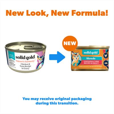 Show full view: Solid Gold Nature's Harmony Chicken & Tuna Recipe in Gravy Grain-Free Wet Cat Food, 2.8-oz can, 12 count slide 3 of 8