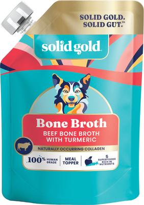 Show full view: Variety Pack - Solid Gold Turkey Bone Broth with Pumpkin & Ginger Dog Food Topper, Chicken with Lavender & Chamomile & Beef with Turmeric Flavors slide 8 of 10