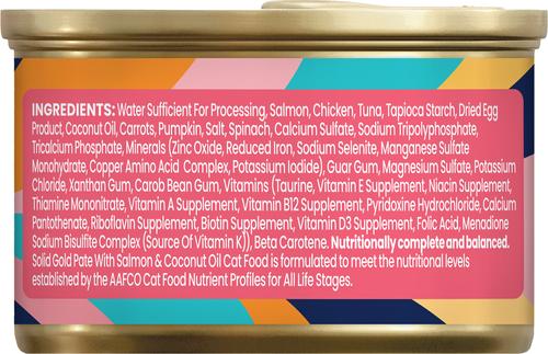 Show full view: Solid Gold Tropical Blendz with Salmon & Coconut Oil Pate Grain-Free Canned Cat Food, 3-oz, case of 12 slide 5 of 11