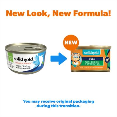 Show full view: Solid Gold Tropical Blendz with Chicken & Coconut Oil Pate Grain-Free Canned Cat Food, 3-oz, case of 12 slide 3 of 11