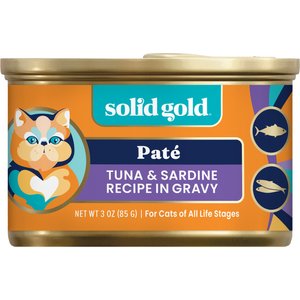 Solid Gold Flavorful Feast Real Tuna & Sardine Grain-Free Gravy Pate Wet Cat Food, 3-oz, case of 12
