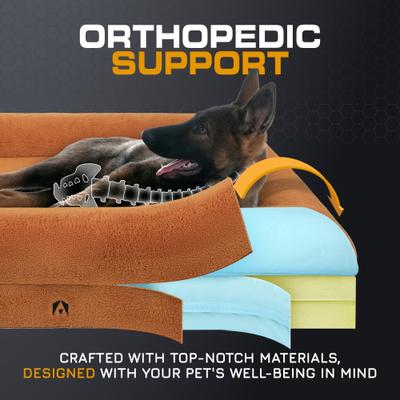Show full view: INVIROX Orthopedic Waterproof Memory Foam Couch Dog Bed with Bolster, Jumbo, Light Brown slide 4 of 10