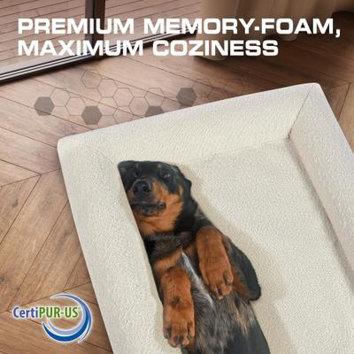 Show full view: INVIROX Orthopedic Waterproof Memory Foam Couch Dog Bed with Bolster, Jumbo, Majestic White slide 6 of 11