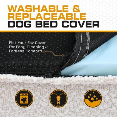 Show full view: INVIROX Orthopedic Waterproof Memory Foam Couch Dog Bed with Bolster, Jumbo, Majestic White slide 4 of 11