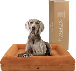INVIROX Orthopedic Waterproof Memory Foam Couch Dog Bed with Bolster, Jumbo, Light Brown