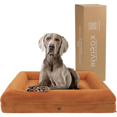 INVIROX INVIROX Orthopedic Waterproof Memory Foam Couch Dog Bed with Bolster, Jumbo, Light Brown