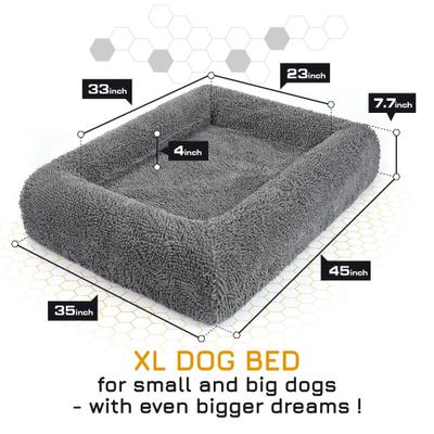 Show full view: INVIROX Orthopedic Waterproof Memory Foam Couch Dog Bed with Bolster, Jumbo, Fluffy Grey slide 7 of 12