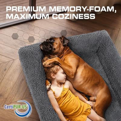Show full view: INVIROX Orthopedic Waterproof Memory Foam Couch Dog Bed with Bolster, Jumbo, Fluffy Grey slide 5 of 12