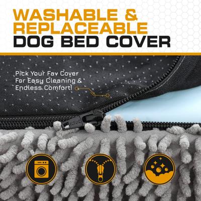 Show full view: INVIROX Orthopedic Waterproof Memory Foam Couch Dog Bed with Bolster, Jumbo, Fluffy Grey slide 3 of 12