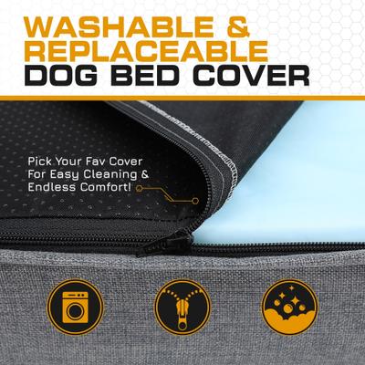 Show full view: INVIROX Orthopedic Waterproof Memory Foam Couch Dog Bed with Bolster, Jumbo, Natural Grey slide 4 of 11