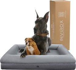 INVIROX Orthopedic Waterproof Memory Foam Couch Dog Bed with Bolster, Jumbo, Natural Grey