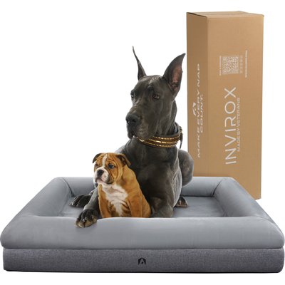 INVIROX INVIROX Orthopedic Waterproof Memory Foam Couch Dog Bed with Bolster, Jumbo, Natural Grey