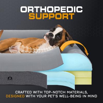 Show full view: INVIROX Orthopedic Waterproof Memory Foam Couch Dog Bed with Bolster, Jumbo, Natural Grey slide 3 of 11