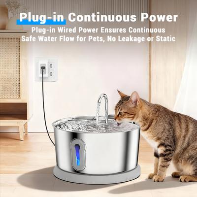 Show full view: PetNF Wireless Charging 304 Stainless Steel Automatic Dog & Cat Water Dispenser, 135-oz slide 7 of 9