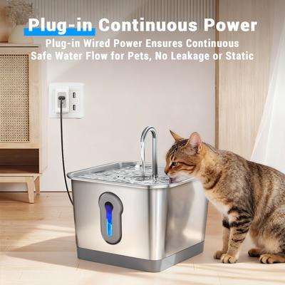 Show full view: PetNF Wireless Charging Square Design 304 Stainless Steel Automatic Dog & Cat Water Dispenser, 135-oz slide 7 of 9