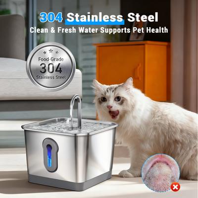 Show full view: PetNF Wireless Charging Square Design 304 Stainless Steel Automatic Dog & Cat Water Dispenser, 135-oz slide 4 of 9