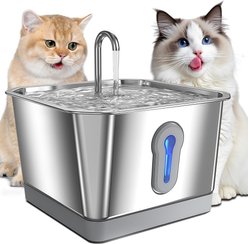 PetNF Wireless Charging Square Design 304 Stainless Steel Automatic Dog & Cat Water Dispenser, 135-oz