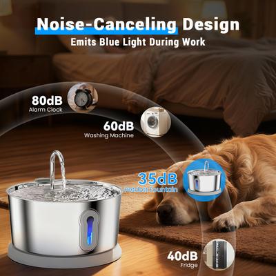 Show full view: PetNF Wireless Charging 304 Stainless Steel Automatic Dog & Cat Water Dispenser, 135-oz slide 8 of 9
