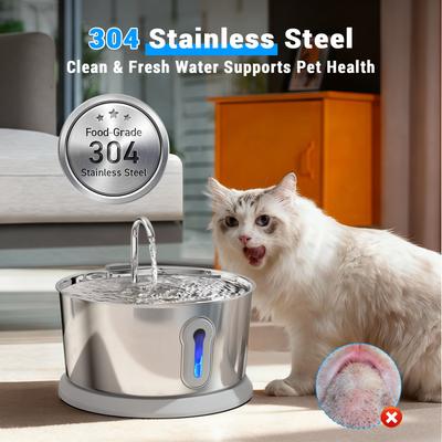 Show full view: PetNF Wireless Charging 304 Stainless Steel Automatic Dog & Cat Water Dispenser, 135-oz slide 4 of 9
