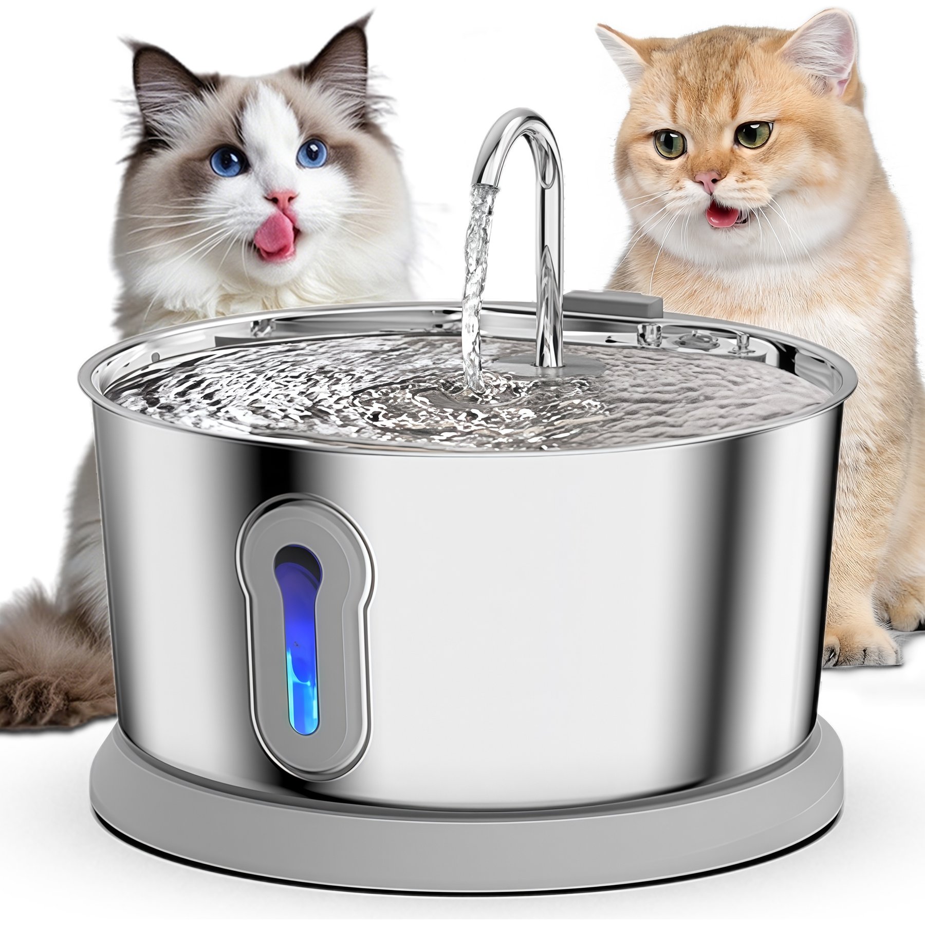 PetNF Wireless Charging 304 Stainless Steel Automatic Dog & Cat Water Dispenser, 135-oz