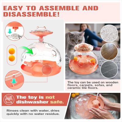 Show full view: KADTC 2 Ways to Play Treat Dispensing Puzzle & Foraging Balls Game Cat Toy, Pink, Large slide 7 of 8