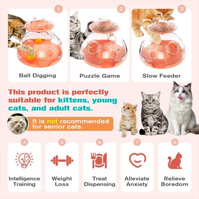 Show full view: KADTC 2 Ways to Play Treat Dispensing Puzzle & Foraging Balls Game Cat Toy, Pink, Large slide 4 of 8