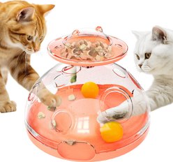 KADTC 2 Ways to Play Treat Dispensing Puzzle & Foraging Balls Game Cat Toy, Pink, Large