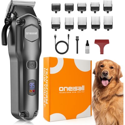 OneIsAll OneIsAll Cordless Stainless Steel Waterproof Dog Grooming Clipper, Black