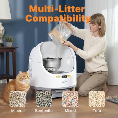 Show full view: Aoruefar Open-Top Smart Self Cleaning Cat Litter Box Bundle slide 5 of 8