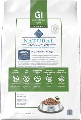 Show full view: Blue Buffalo Natural Veterinary Diet GI Gastrointestinal Support Low Fat Dry Dog Food, 22-lb bag slide 3 of 12