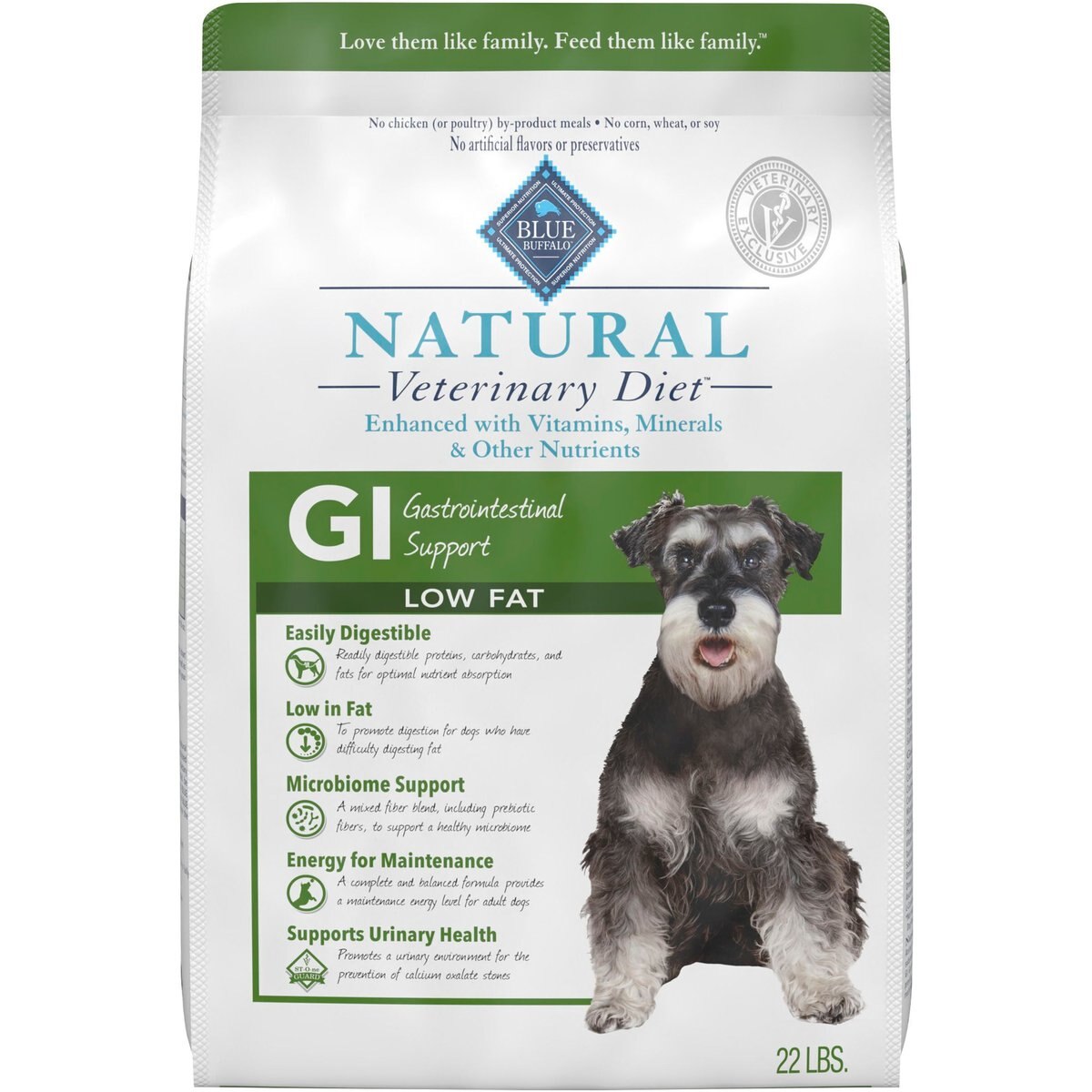 22-lb bag GI Gastrointestinal Support Low Fat Dry Dog Food Blue Buffalo Natural Veterinary Diet