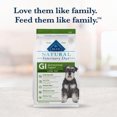 Show full view: Blue Buffalo Natural Veterinary Diet GI Gastrointestinal Support Low Fat Dry Dog Food, 6-lb bag slide 10 of 12