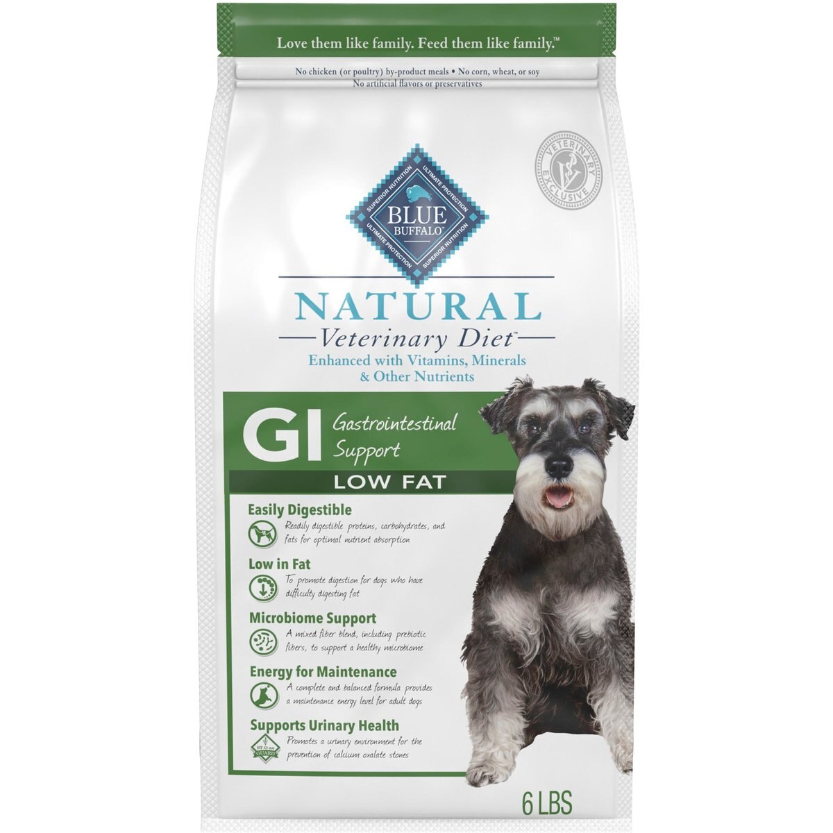 6-lb bag GI Gastrointestinal Support Low Fat Dry Dog Food Blue Buffalo Natural Veterinary Diet