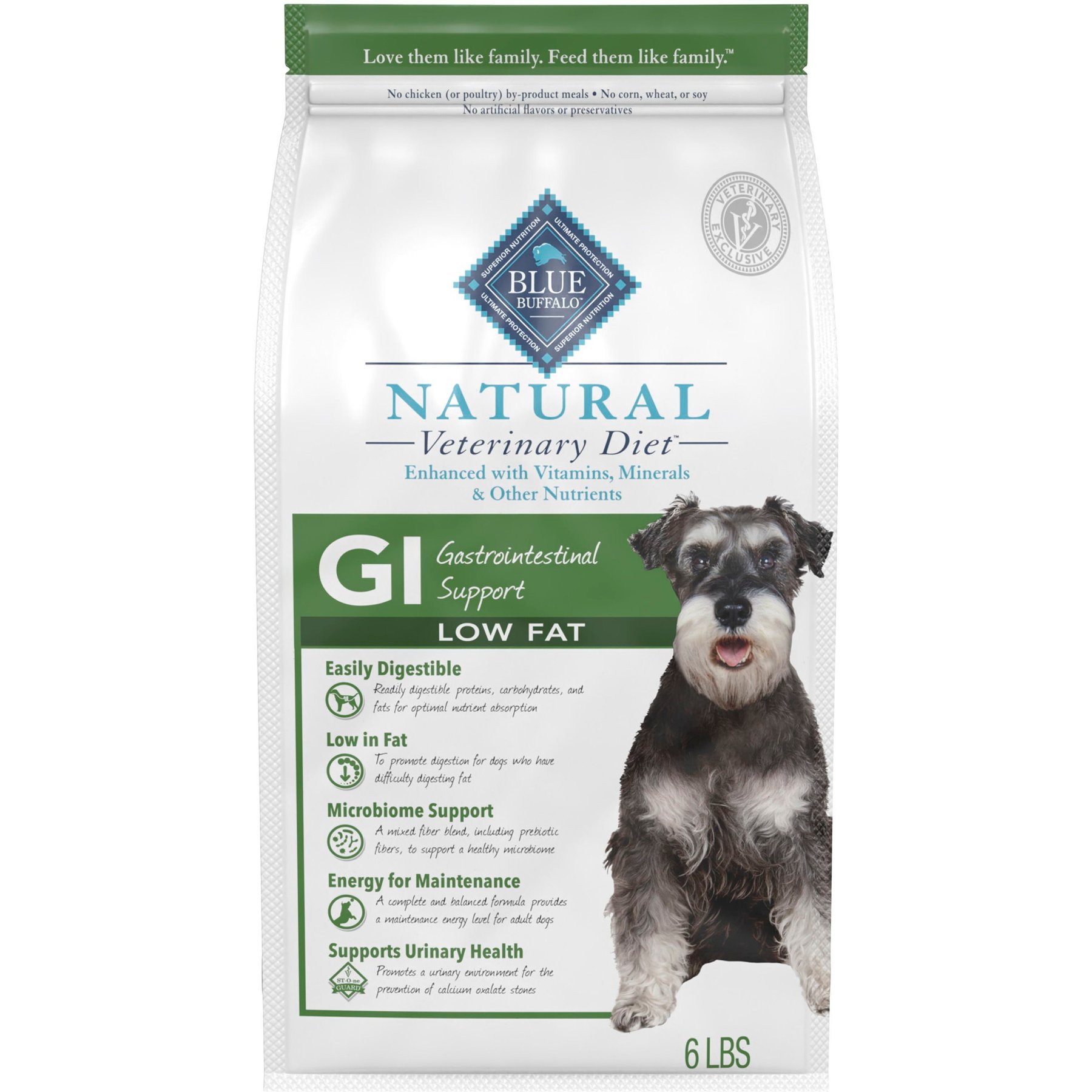 6-lb bag GI Gastrointestinal Support Low Fat Dry Dog Food Blue Buffalo Natural Veterinary Diet